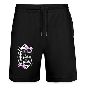 The future of football is female - Stanley/Stella Unisex Bio Joggingshorts Trainer  - Schwarz - Vorne - Nik (191cm) & Marisol (170cm)