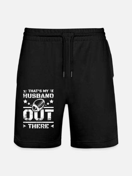 That's my husband out there football - Stanley/Stella Trainer Unisex Organic Jogging Shorts - black