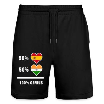 génie / cadeau de l’Inde et de l’Espagne - Short de jogging bio TRAINER Stanley/Stella unisexe - noir - Devant - Nik (191cm) & Marisol (170cm)