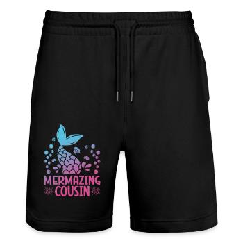 Mermazing Cousin Fantasy Mermaid Story - Short de jogging bio TRAINER Stanley/Stella unisexe - noir - Devant - Nik (191cm) & Marisol (170cm)