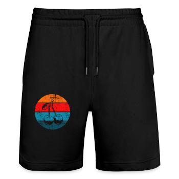 Cherry Fruit Lover Retro Healthy Gift idea - Stanley/Stella Unisex Bio Joggingshorts Trainer  - Schwarz - Vorne - Nik (191cm) & Marisol (170cm)