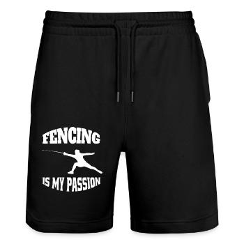 Fencing funny fencer saying martial arts funny - Stanley/Stella Trainer Unisex Organic Jogging Shorts - black - Front - Nik (191cm) & Marisol (170cm)