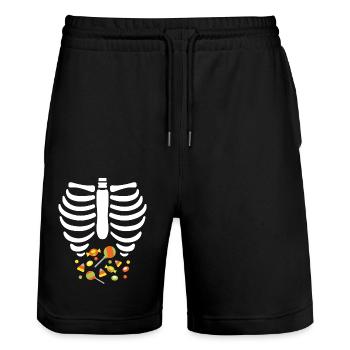 Spooky Scary Ribs Candies Halloween Trick or Treat - Stanley/Stella Trainer Unisex Organic Jogging Shorts - black - Front - Nik (191cm) & Marisol (170cm)