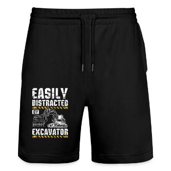 Easily distracted by excavator - Stanley/Stella Unisex Bio Joggingshorts Trainer  - Schwarz - Vorne - Nik (191cm) & Marisol (170cm)