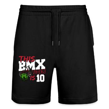 Ce pilote de Bmx est 10 Cool Bike Kids 10. - Short de jogging bio TRAINER Stanley/Stella unisexe - noir - Devant - Nik (191cm) & Marisol (170cm)