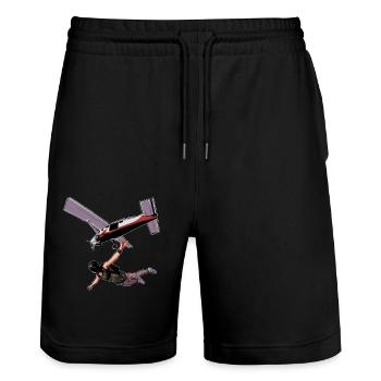 Skydiving Parachuting Parachute - Stanley/Stella Trainer Unisex Organic Jogging Shorts - black - Front - Nik (191cm) & Marisol (170cm)