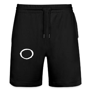 Korean letter Ng - Stanley/Stella Trainer Unisex Organic Jogging Shorts - black - Front - Nik (191cm) & Marisol (170cm)