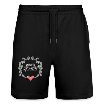 Die Braut Junggesellinnenabschied - Stanley/Stella Unisex Bio Joggingshorts Trainer  - Schwarz - Vorne - Nik (191cm) & Marisol (170cm)