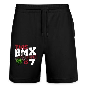 Ce pilote de Bmx est 7 Cool Bike Kids 7. - Short de jogging bio TRAINER Stanley/Stella unisexe - noir - Devant - Nik (191cm) & Marisol (170cm)