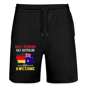 Moitié allemand moitié australien - Short de jogging bio TRAINER Stanley/Stella unisexe - noir - Devant - Nik (191cm) & Marisol (170cm)