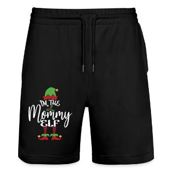 Mama Elf Niedliches lustiges passendes Weihnachtskostüm - Stanley/Stella Unisex Bio Joggingshorts Trainer  - Schwarz - Vorne - Nik (191cm) & Marisol (170cm)