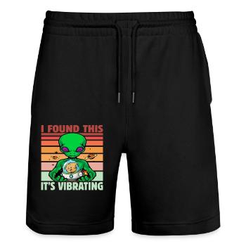 I found this it's vibrating Alien - Stanley/Stella Unisex Bio Joggingshorts Trainer  - Schwarz - Vorne - Nik (191cm) & Marisol (170cm)