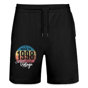 Vintage Made in 1998 Year of birth 1998 Birthday - Stanley/Stella Trainer Unisex Organic Jogging Shorts - black - Front - Nik (191cm) & Marisol (170cm)