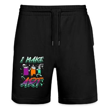 Artist painter I make art - Stanley/Stella Trainer Unisex Organic Jogging Shorts - black - Front - Nik (191cm) & Marisol (170cm)