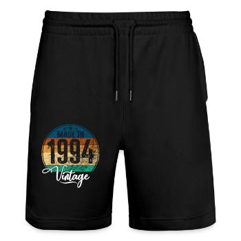 Vintage Made in 1994 Geburtsjahr 1994 Geburtstag - Stanley/Stella Unisex Bio Joggingshorts Trainer  - Schwarz - Vorne - Nik (191cm) & Marisol (170cm)