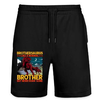 Brothersaurus comme un Brother normal mais plus Roar - Short de jogging bio TRAINER Stanley/Stella unisexe - noir - Devant - Nik (191cm) & Marisol (170cm)