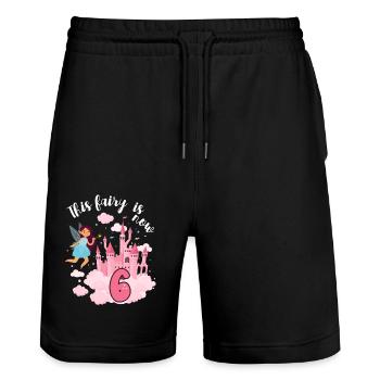This fairy is now 6 Magic Castle 6. - Stanley/Stella Trainer Unisex Organic Jogging Shorts - black - Front - Nik (191cm) & Marisol (170cm)