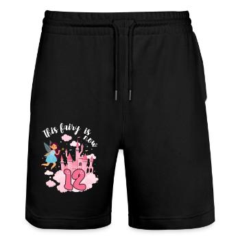 This fairy is now 12 Magic Castle 12. - Stanley/Stella Trainer Unisex Organic Jogging Shorts - black - Front - Nik (191cm) & Marisol (170cm)