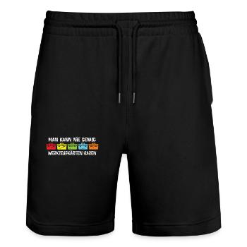 Man kann nie genug Werkzeugkästen haben - Stanley/Stella Unisex Bio Joggingshorts Trainer  - Schwarz - Vorne - Nik (191cm) & Marisol (170cm)
