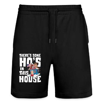 There's Some HO's in the House für einen - Stanley/Stella Unisex Bio Joggingshorts Trainer  - Schwarz - Vorne - Nik (191cm) & Marisol (170cm)
