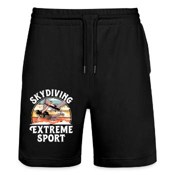 Skydiving Parachuting Parachute - Stanley/Stella Trainer Unisex Organic Jogging Shorts - black - Front - Nik (191cm) & Marisol (170cm)