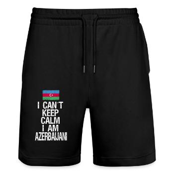 Je ne peux pas rester calme Je suis azerbaïdjanais - Short de jogging bio TRAINER Stanley/Stella unisexe - noir - Devant - Nik (191cm) & Marisol (170cm)