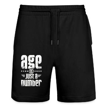 Age is just a number - Stanley/Stella Trainer Unisex Organic Jogging Shorts - black - Front - Nik (191cm) & Marisol (170cm)