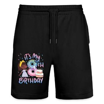 Es Ist Mein 8. Geburtstag Melanin Kid Juneteenth - Stanley/Stella Unisex Bio Joggingshorts Trainer  - Schwarz - Vorne - Nik (191cm) & Marisol (170cm)