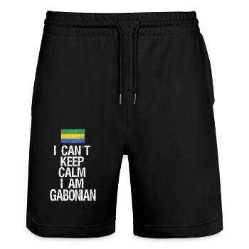 I can not Keep Calm I am Gabuner - Stanley/Stella Unisex Bio Joggingshorts Trainer  - Schwarz - Vorne - Nik (191cm) & Marisol (170cm)