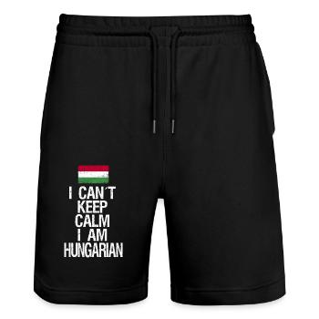 I can not Keep Calm I am Hungarian - Stanley/Stella Trainer Unisex Organic Jogging Shorts - black - Front - Nik (191cm) & Marisol (170cm)
