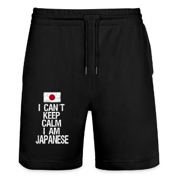 I can not Keep Calm I am Japanese - Stanley/Stella Trainer Unisex Organic Jogging Shorts - black - Front - Nik (191cm) & Marisol (170cm)