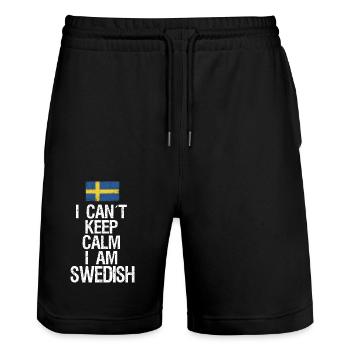 I can not Keep Calm I am Schwede - Stanley/Stella Unisex Bio Joggingshorts Trainer  - Schwarz - Vorne - Nik (191cm) & Marisol (170cm)