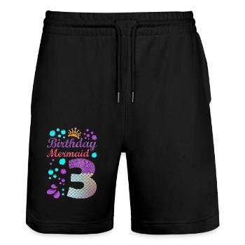 Anniversaire Mermaid 3 Coquille Summer Vibe 3 - Short de jogging bio TRAINER Stanley/Stella unisexe - noir - Devant - Nik (191cm) & Marisol (170cm)