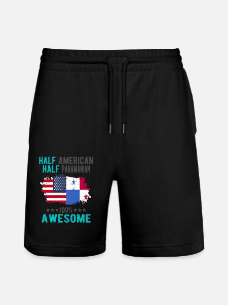 Half American Half Panamania - Stanley/Stella Trainer Unisex Organic Jogging Shorts - black