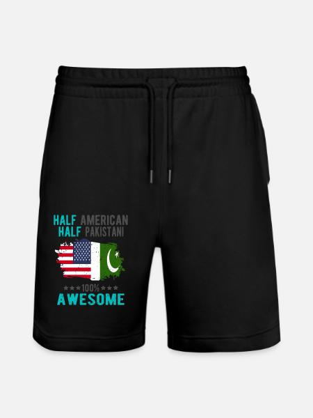 Half American Half Pakistani - Stanley/Stella Trainer Unisex Organic Jogging Shorts - black