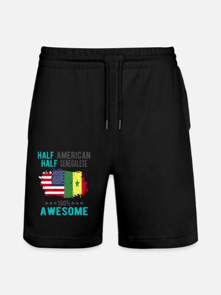 Half American Half Senegalese - Stanley/Stella Trainer Unisex Organic Jogging Shorts - black