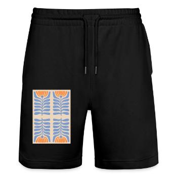 Jugendstil, Arts & Crafts, Aesthetic, Vintage-1900 - Stanley/Stella Unisex Bio Joggingshorts Trainer  - Schwarz - Vorne - Nik (191cm) & Marisol (170cm)