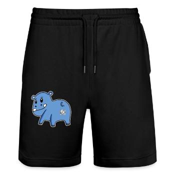 Nilpferd Arsch - Nilpferd Hintern - Stanley/Stella Unisex Bio Joggingshorts Trainer  - Schwarz - Vorne - Nik (191cm) & Marisol (170cm)