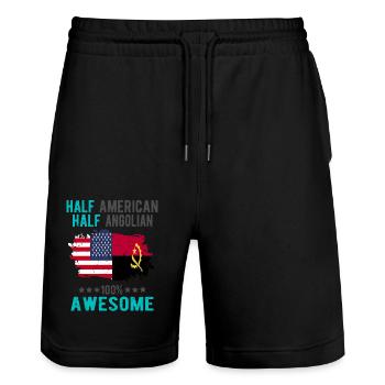 Half American Half Angolan - Stanley/Stella Trainer Unisex Organic Jogging Shorts - black - Front - Nik (191cm) & Marisol (170cm)