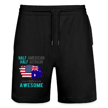 Moitié américain moitié australien - Short de jogging bio TRAINER Stanley/Stella unisexe - noir - Devant - Nik (191cm) & Marisol (170cm)