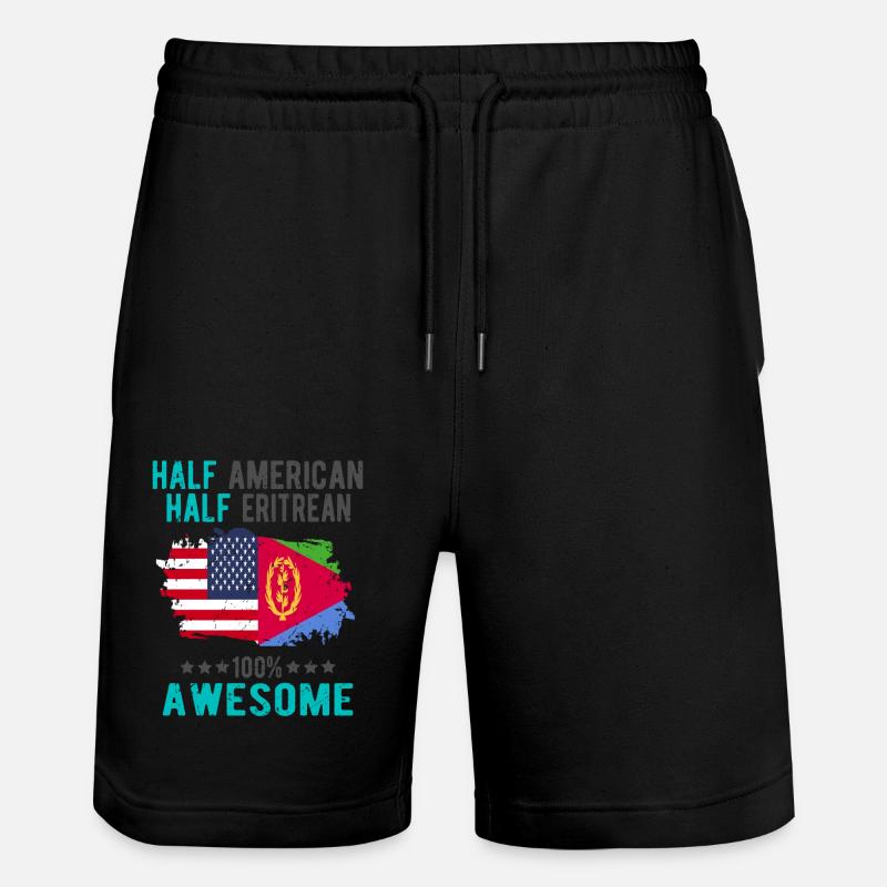Half American Half Eritrean - Stanley/Stella Trainer Unisex Organic Jogging Shorts - black