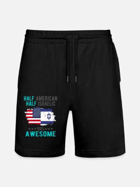 Half American Half Isreali - Stanley/Stella Trainer Unisex Organic Jogging Shorts - black