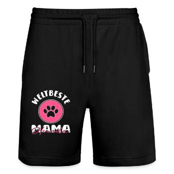 Weltbeste Hundemama - Stanley/Stella Unisex Bio Joggingshorts Trainer  - Schwarz - Vorne - Nik (191cm) & Marisol (170cm)