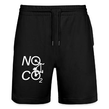 Pas de CO2 Bike Changement climatique VTT VTT E-Bike - Short de jogging bio TRAINER Stanley/Stella unisexe - noir - Devant - Nik (191cm) & Marisol (170cm)