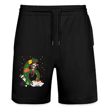 6 ans Enfants cadeau de Noël mignon - Short de jogging bio TRAINER Stanley/Stella unisexe - noir - Devant - Nik (191cm) & Marisol (170cm)