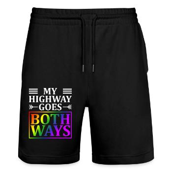 Mein Highway Geht In Beide Richtungen Lgbt - Stanley/Stella Unisex Bio Joggingshorts Trainer  - Schwarz - Vorne - Nik (191cm) & Marisol (170cm)