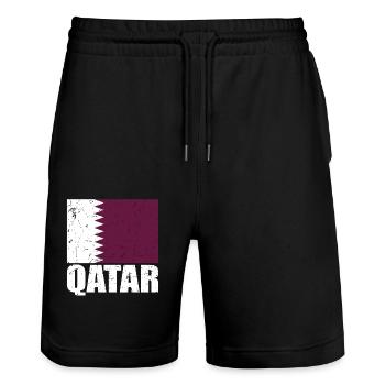Drapeau du Qatar - Short de jogging bio TRAINER Stanley/Stella unisexe - noir - Devant - Nik (191cm) & Marisol (170cm)