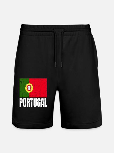 Portugal Flag - Stanley/Stella Trainer Unisex Organic Jogging Shorts - black