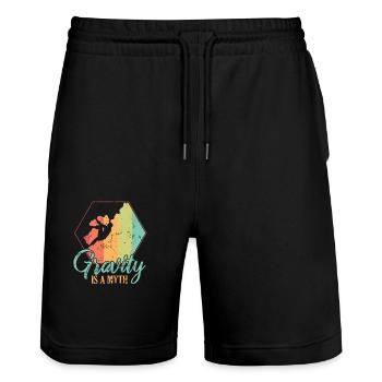 Gravity is a Myth Hobby Climbing Bouldering - Stanley/Stella Trainer Unisex Organic Jogging Shorts - black - Front - Nik (191cm) & Marisol (170cm)