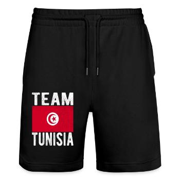 Drapeau de la Tunisie - Short de jogging bio TRAINER Stanley/Stella unisexe - noir - Devant - Nik (191cm) & Marisol (170cm)